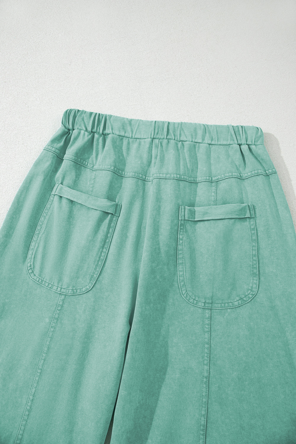 Mineral Wash Exposed Seam Drawstring High Waist Wide Leg Cargo Pants