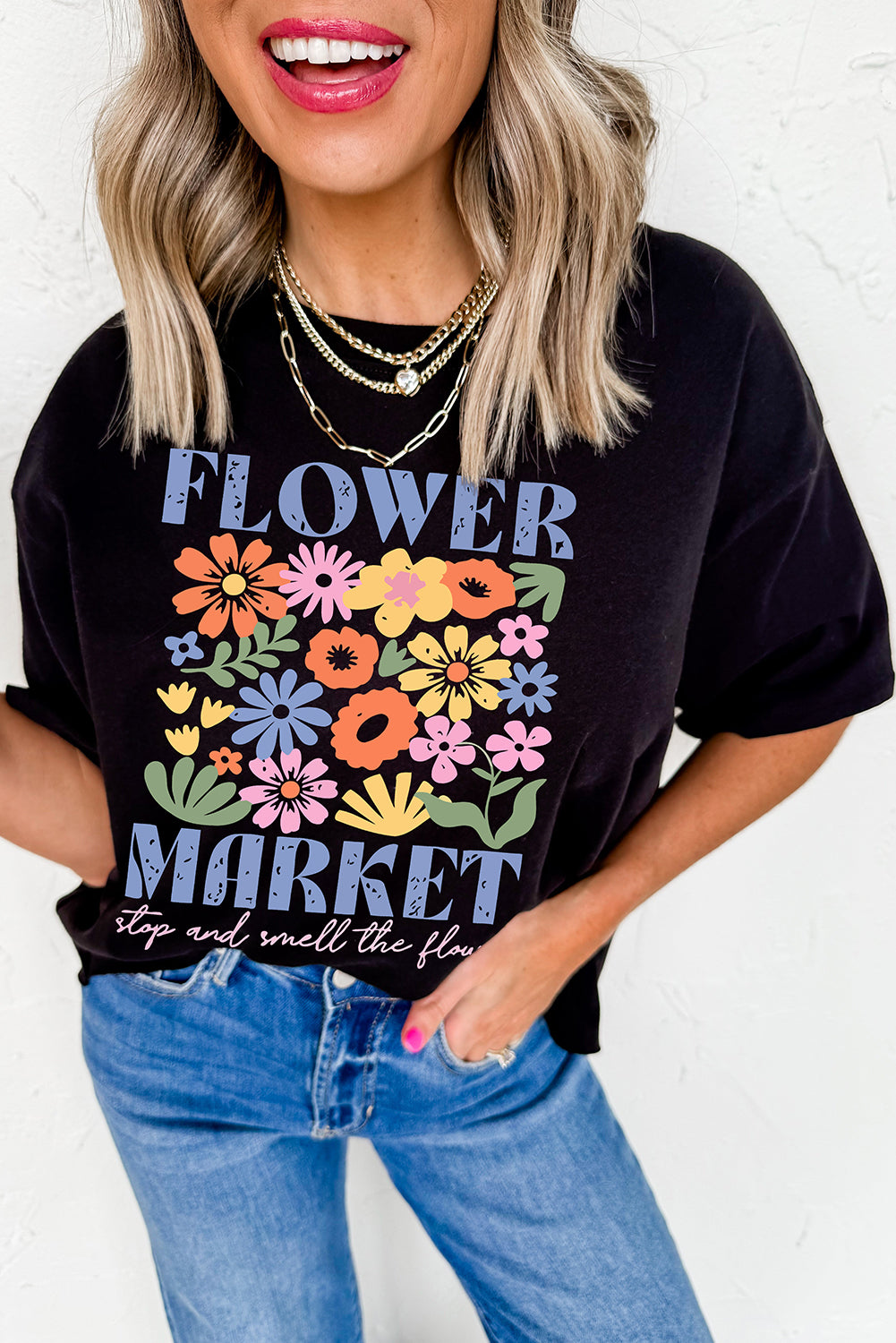 FLOWER MARKET Cotton Blend T Shirt