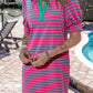 Collared V Neck Puff Sleeve T Shirt Dress