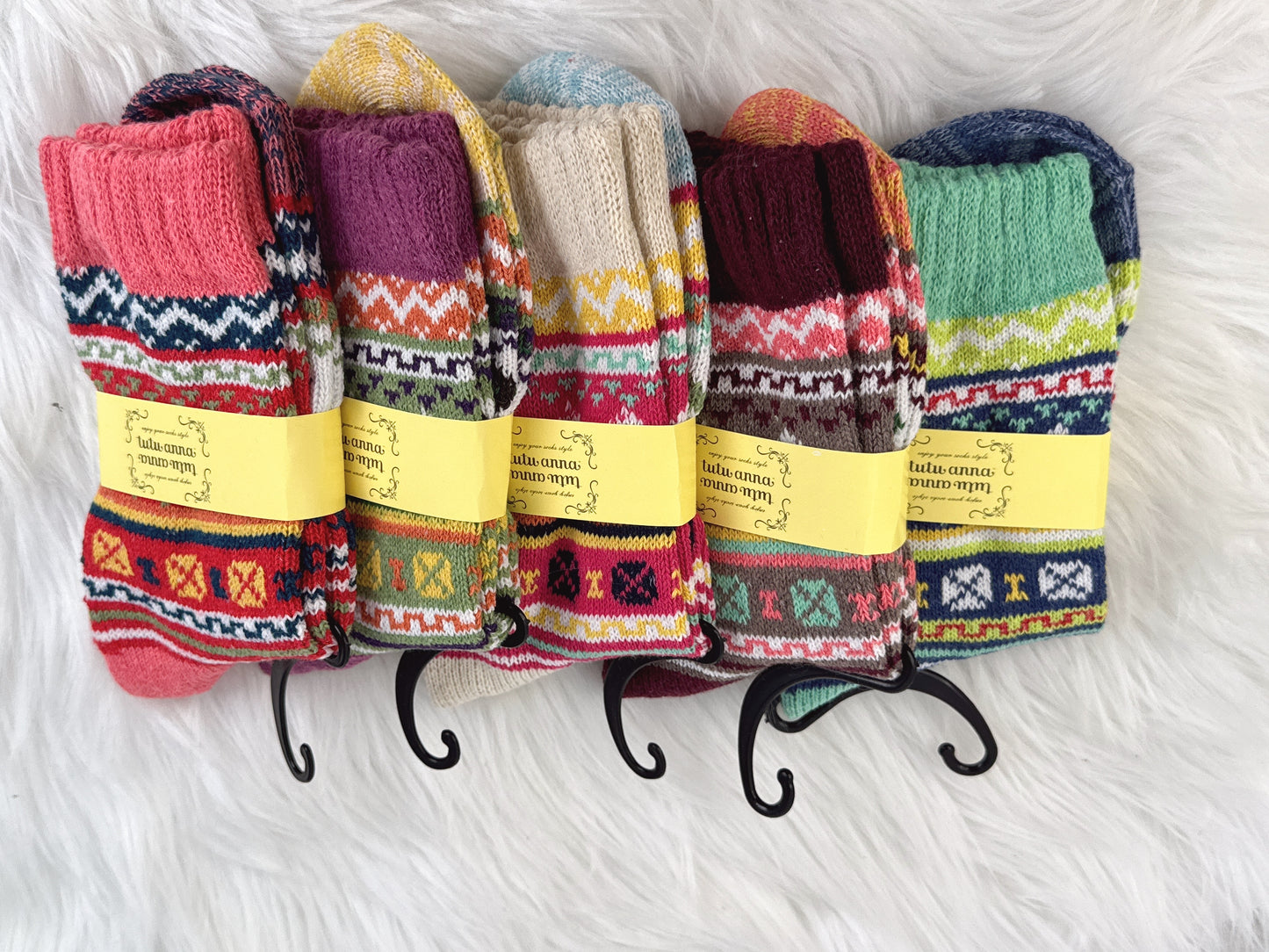 5 Pairs Geometric Pattern Socks Set (JG035)