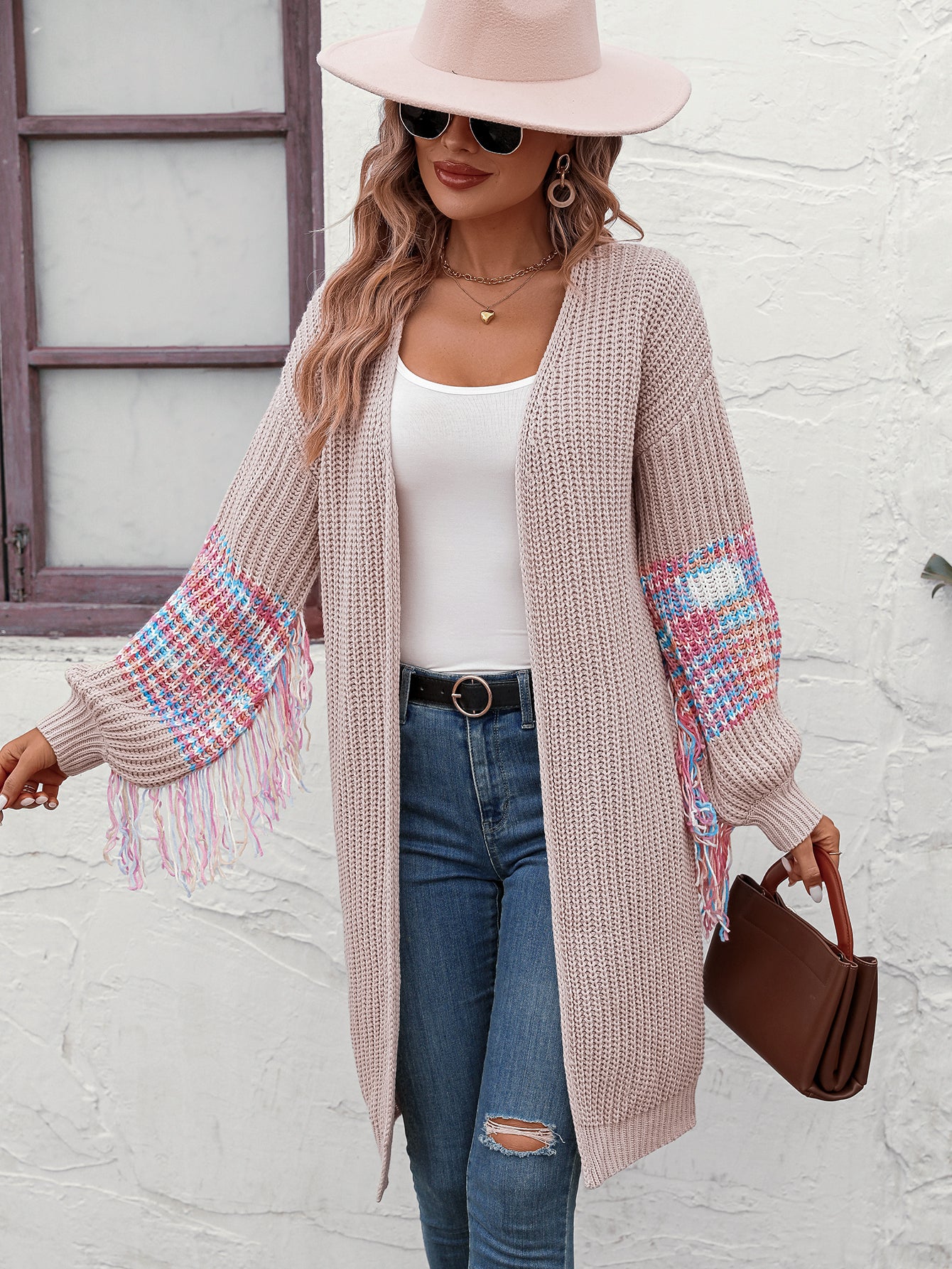 Long Fringed Knit Cardigan