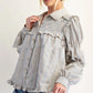 Women's Ruffled Long-sleeved Striped Shirt Jacket