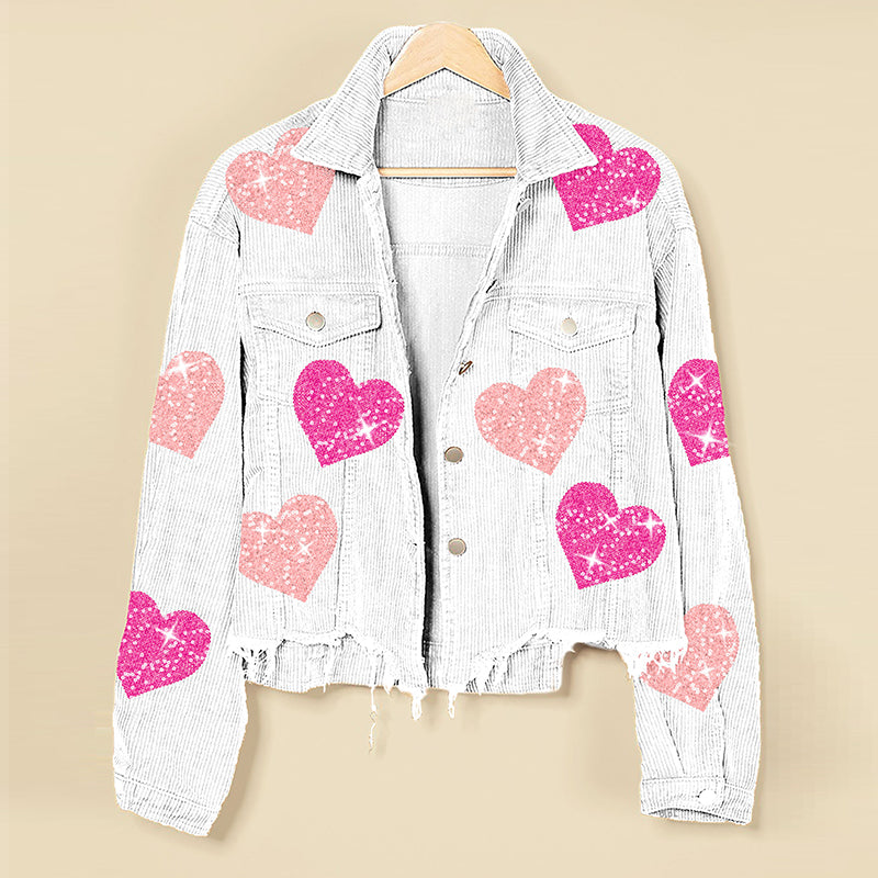 Valentine Heart Sequined Corduroy Jacket