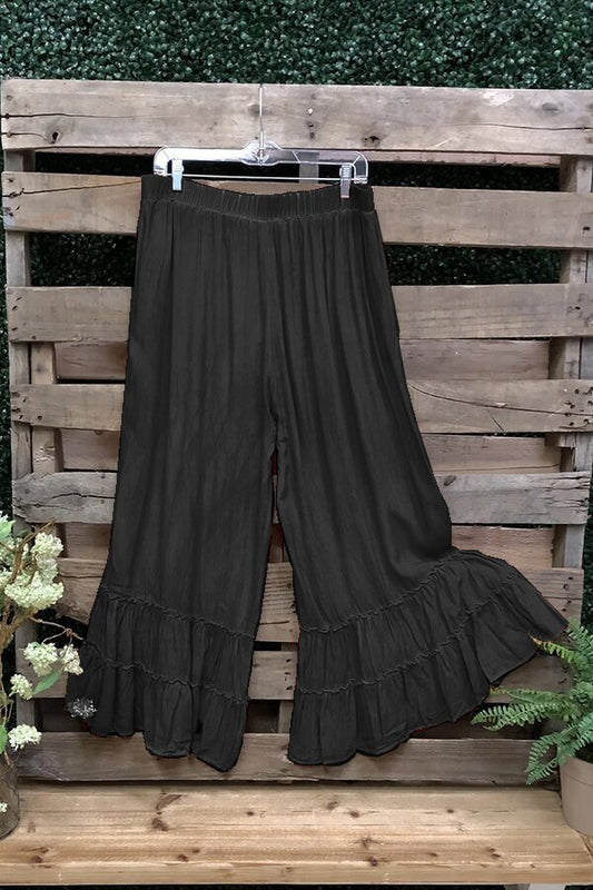 Ruffle Wide Leg Casual Pants