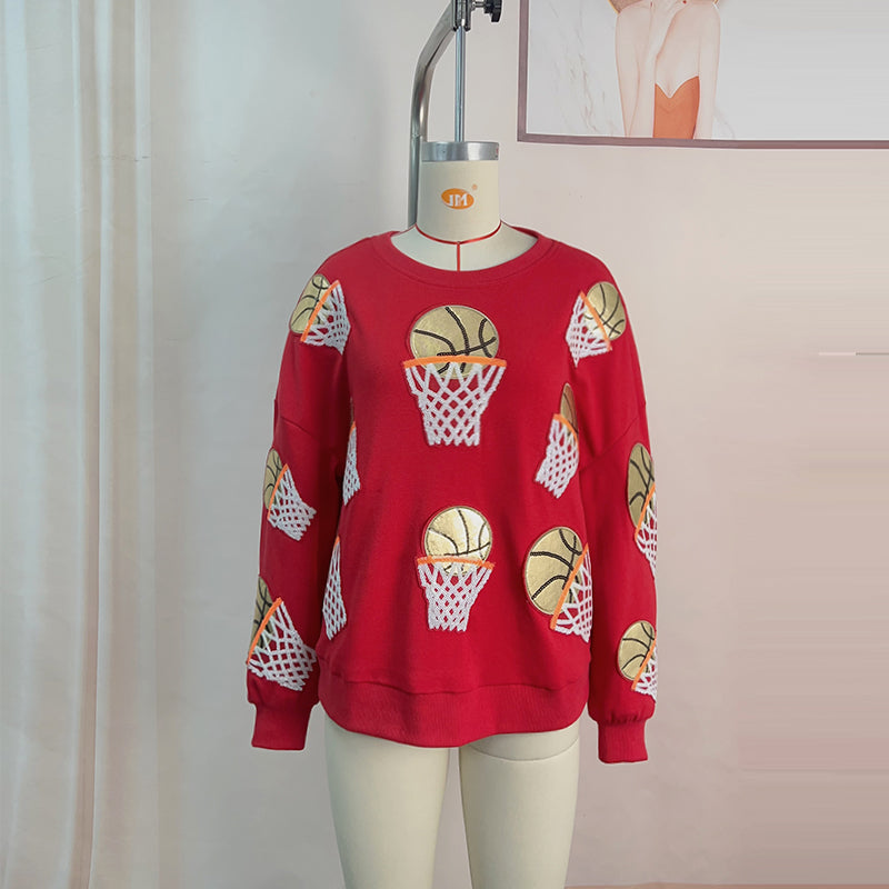 Basketball Embroidered Patch Sweatshirt