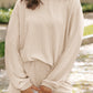 Corded Knit Long Sleeve Top and High Waist Shorts Set