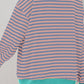 Striped Contrast Ribbed Trim Crossed Stitch Drop Shoulder Sweatshirt