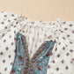 Boho Pattern Tiered Ruffled Sleeve V Neck Buttoned Blouse
