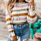 Striped Hollowed Knitted Sweater