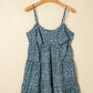 Spaghetti Straps Floral Print Knot Detail High Waist Flared Dress