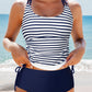 Drawstring Tummy Control Mix-and-match 2pcs Tankini Swimsuit