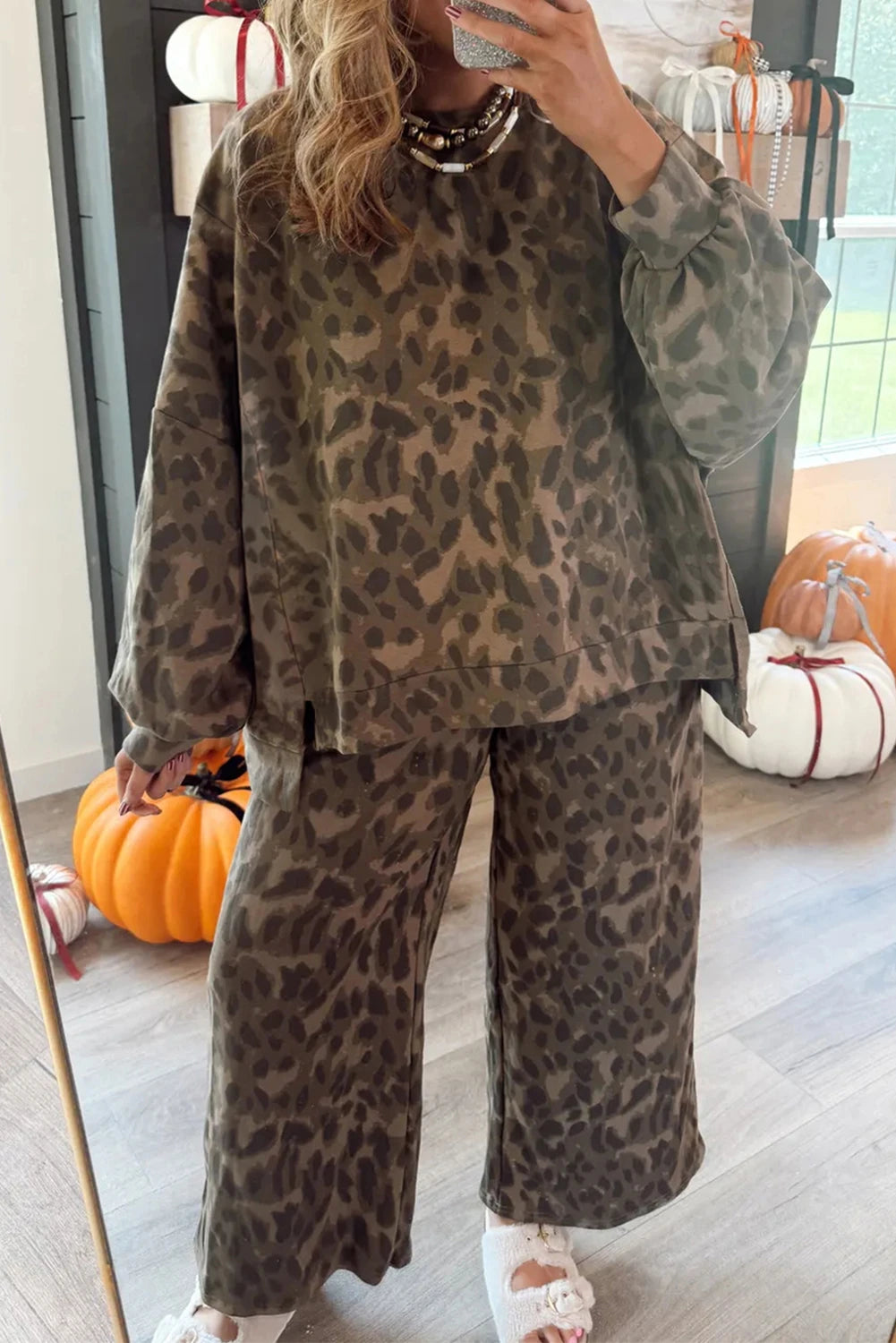 Patchwork Pullover Drawstring Loose Pant Set