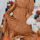 Plus Size Floral Split V Neck Ruffled Sleeve Tiered Maxi Dress
