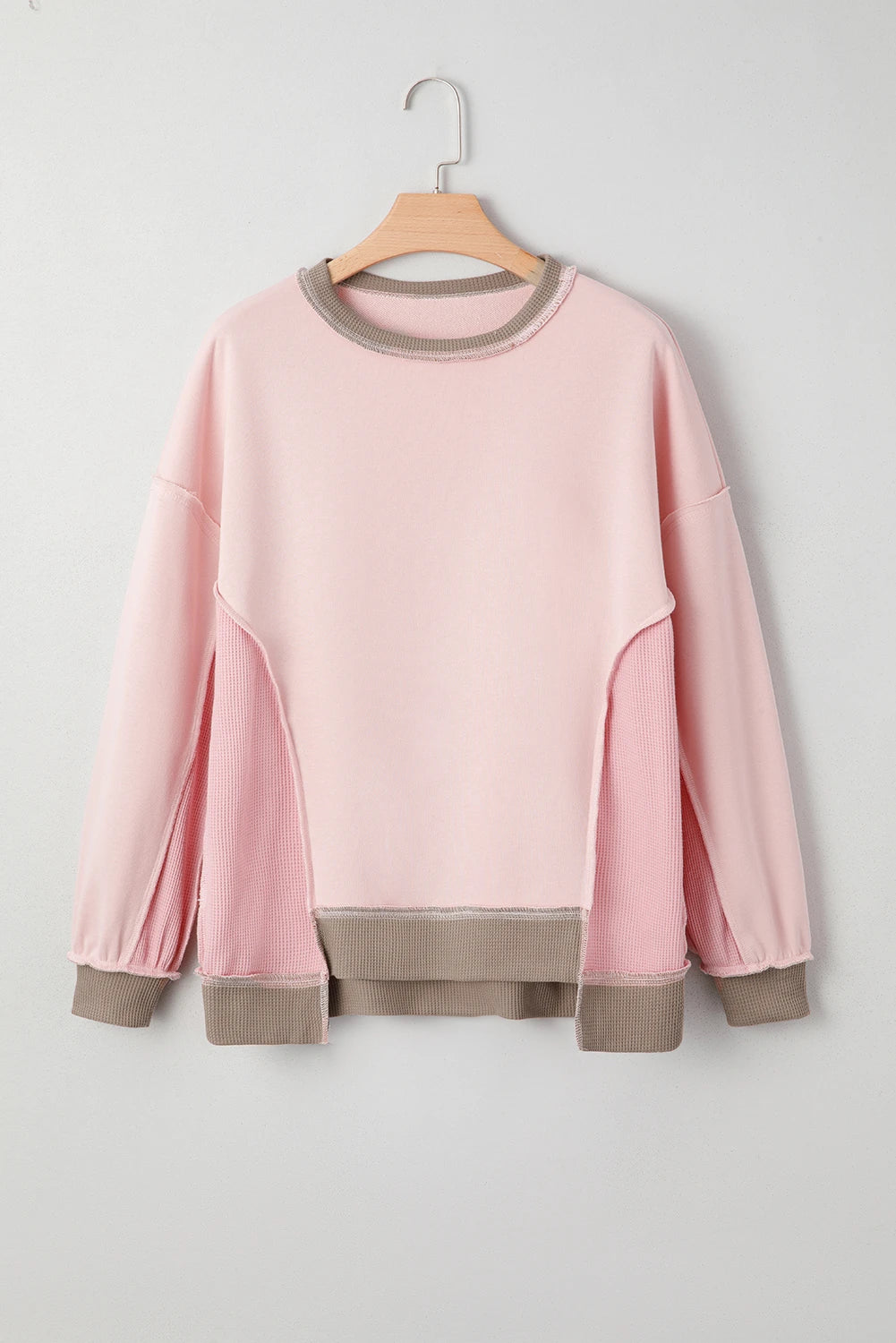 Texture Waffle Patchwork Oversize Sweatshirt