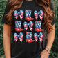 Black Stars and Stripes Bowknot Cowgirl Boots Graphic Patriotic Tee