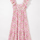 Floral Print Square Neck Ruffled Strap Maxi Dress