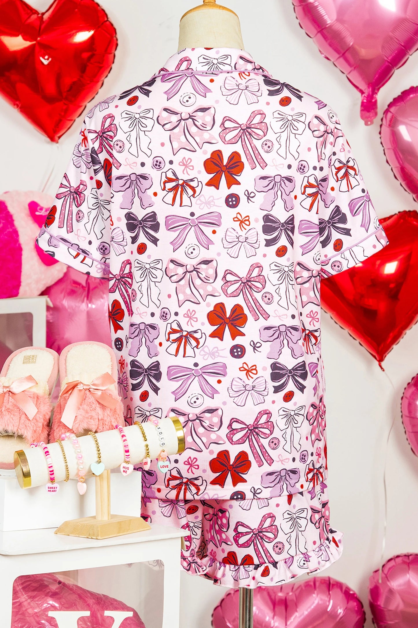 Bows Printed 2pcs Short Pajama Set