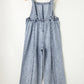 Light Wash Frayed Exposed Seam Wide Leg Denim Overall