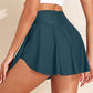 Solid Pocketed Crossover High Waist Swim Skort