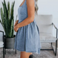 Square Neck Bowknot A-line Sleeveless Denim Dress