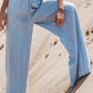 Denim Drawstring High Waist Wide Leg Pants