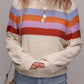 Striped Color Block Loose Sleeve Chic Sweater