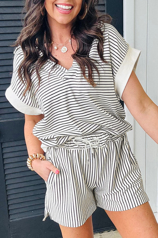 V Neck Tee and Casual Short Set