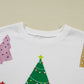 Multi Christmas Tree Long Sleeve Top and Shorts 2pcs Lounge Set