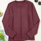 Solid Exposed Seam Crew Neck Long Sleeve Top