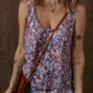 Boho Floral Pleated Buttoned Front Tank Top