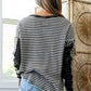 Stripe Thermal Knit Drop Shoulder Casual Top