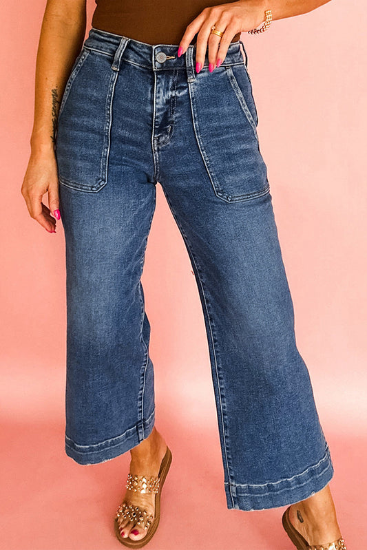 Cropped High Rise Wide Leg Jeans