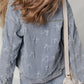 Bow Knot Print Light Wash Raw Hem Denim Jacket