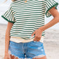 Scallop Lace Trim Ruffle Short Sleeves Crewneck Top