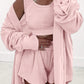 3 Pcs Crop Tank Top Shorts with Cardigan Lounge Set