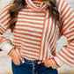 Stripe Cowl Neck Drop Shoulder Sweater