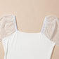 Swiss Dot Mesh Long Sleeve Square Neck Slim Top