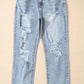 Light Wash Frayed Slim Fit High Waist Jeans