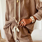 Hoodie and High Waist Pants Corduroy Suit