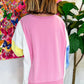 Color Block Patchwork Sequin Baseball Patched Sweatshirt