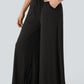 Ruffled Wide Leg Pull On High Waist Pants with Pockets