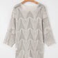 Hollow Out Knit 7/8 Sleeve Casual Sweater