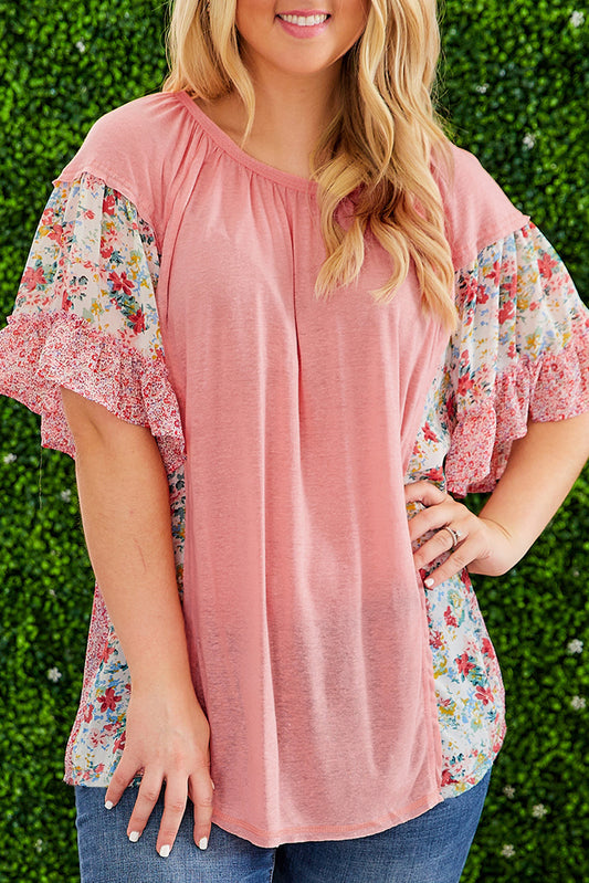 Plus Size Floral Patchwork Blouse