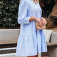 Stripe Bracelet Sleeve Tiered Shift Dress with Pockets