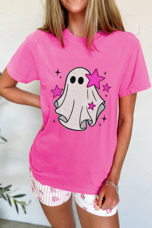 Glitter Ghost Graphic Halloween T Shirt