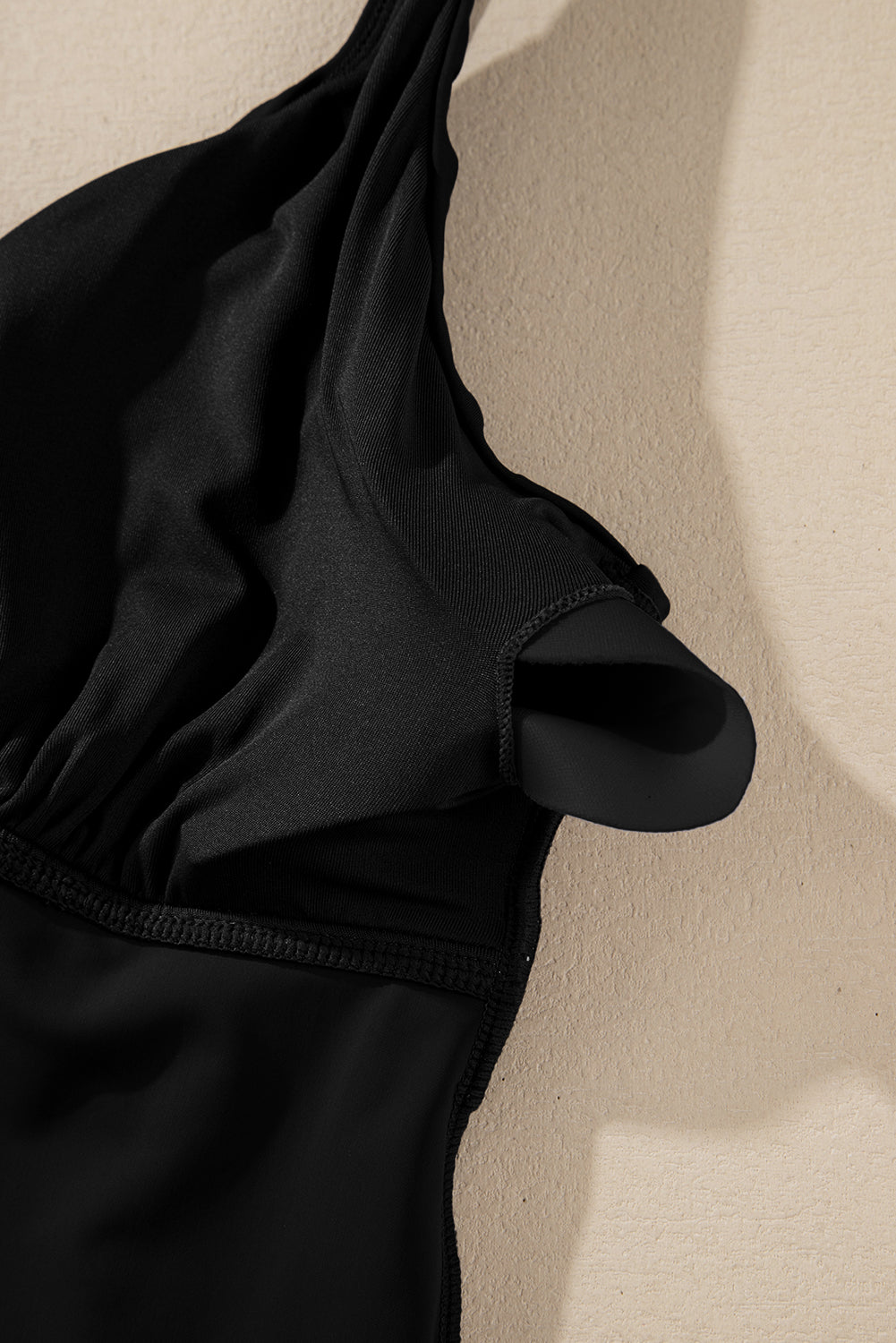 Crossed V Neck Adjustable Strap Babydoll Tankini Top