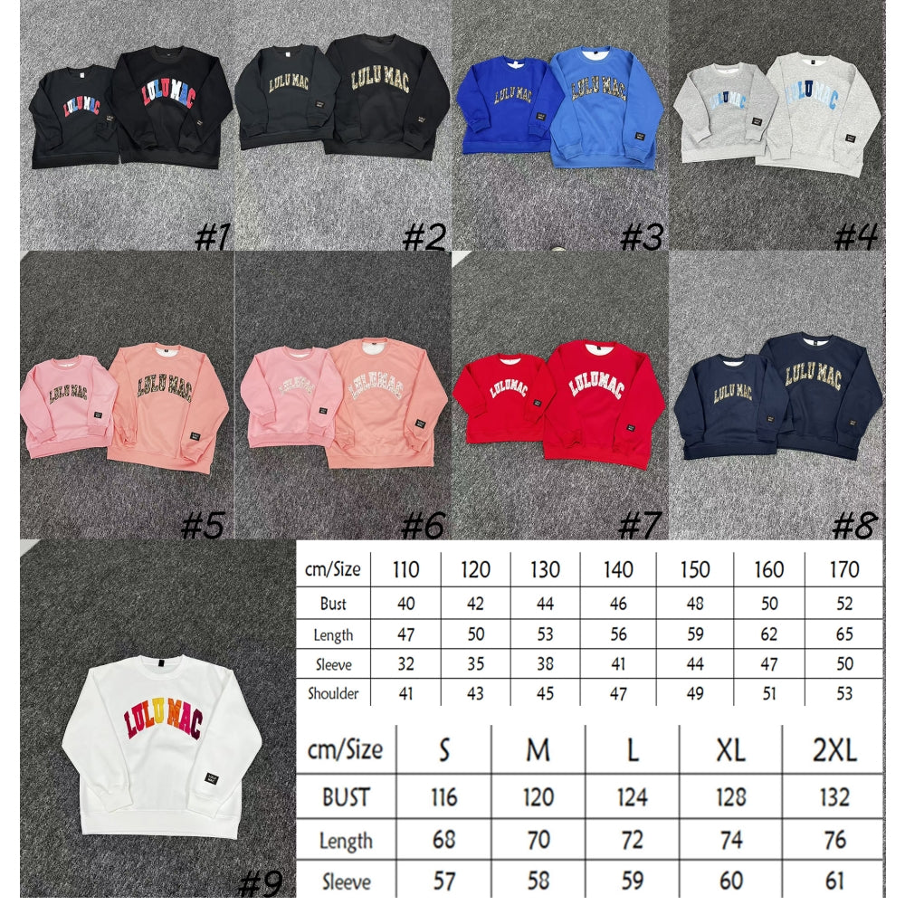 Patchwork Crewneck Sweatshirt Matching Outfits (ADULTS)