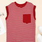Chest Pocket Patch Round Neck Tank Top