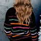 Colorful Striped Ribbed Trim Sweater