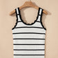 Striped Scalloped Edge U Neck Sleeveless Sweater Vest